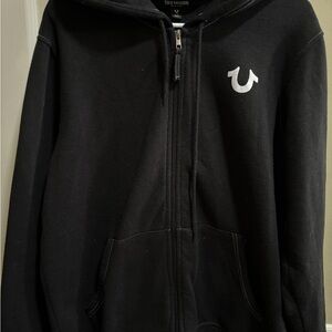 True Religion Black Zip-Up Hoodie